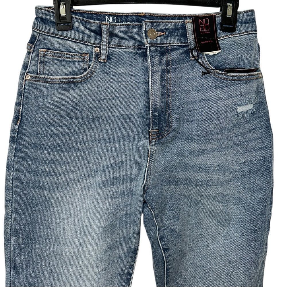 No Boundaries Blue Denim High-rise Destructed Mom Jeans(Size 9) - Picture 5 of 9